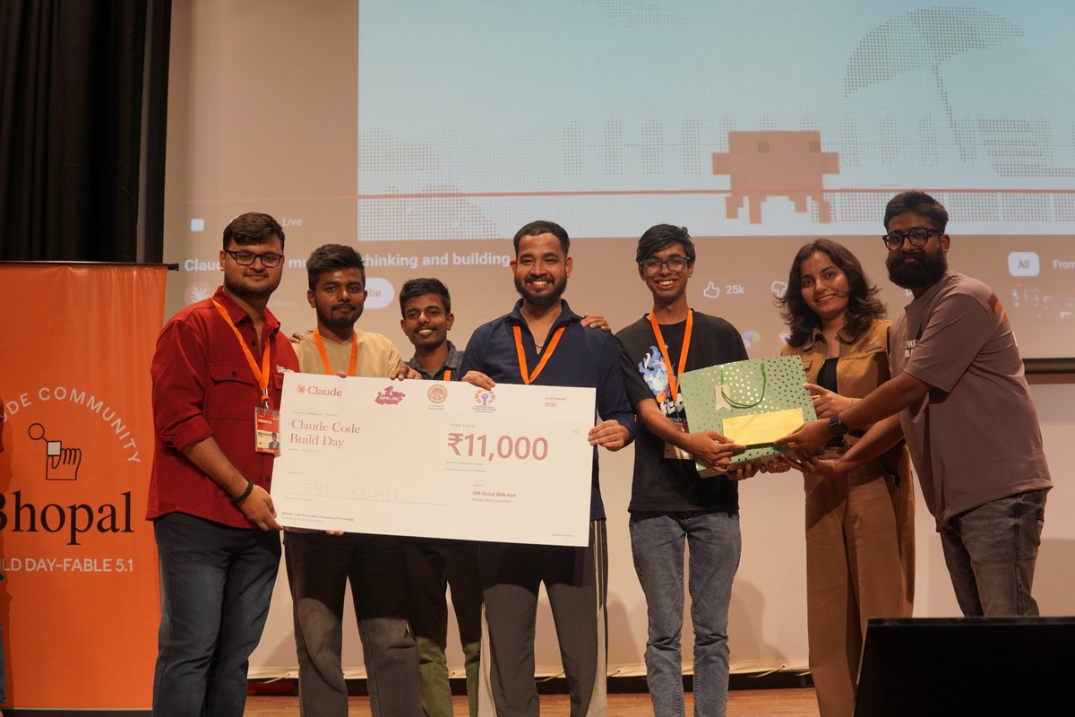 MPSeDC_DST's tweet photo. Claude Code Build Day – Bhopal | Fable 5.1

A high-energy day of AI, innovation and hands-on building brought together developers, students, founders, technology professionals and AI enthusiasts at Global Skills Park, Bhopal. https://t.co/uibgdaZfaU