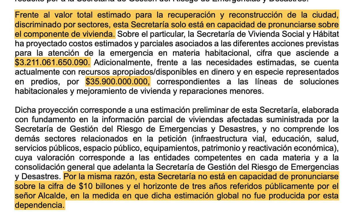 AnaErazoR's tweet photo. El improvisador de @alejoeder sostuvo hace poco que la reconstrucción de Cali costaría $10 BILLONES y tomaría tres años. Sin embargo, la Secretaría de Vivienda de la @AlcaldiaDeCali nos dice que desconoce el sustento de esa cifra y que no puede respaldarla técnicamente.

Peor aún: la Secretaría estima que SOLO en vivienda se requieren alrededor de $3,2 billones, pero apenas cuenta con $35.900 millones disponibles. ¡Ni siquiera el 2% de los recursos necesarios para atender la crisis habitacional de Cali!

Mientras tanto, @alejoeder sigue dedicado a dar pantalla y a ser el maestro de ceremonias de @ABDELAESPRIELLA, que TAMPOCO mueve un dedo.

Cali necesita respuestas, recursos y un plan serio de reconstrucción, pero su alcalde sale a anunciar cifras sin sustento y plazos que su propia administración no respalda. Parecen más ocurrencias de alguien que vive desconectado de la realidad y de las necesidades de la gente.