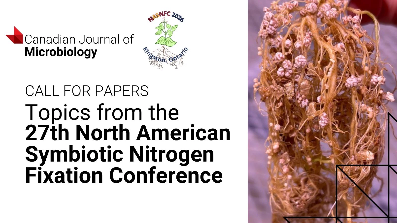 Poster for the 27th North American Symbiotic Nitrogen Fixation Conference call for papers by Canadian Journal of Microbiology.
