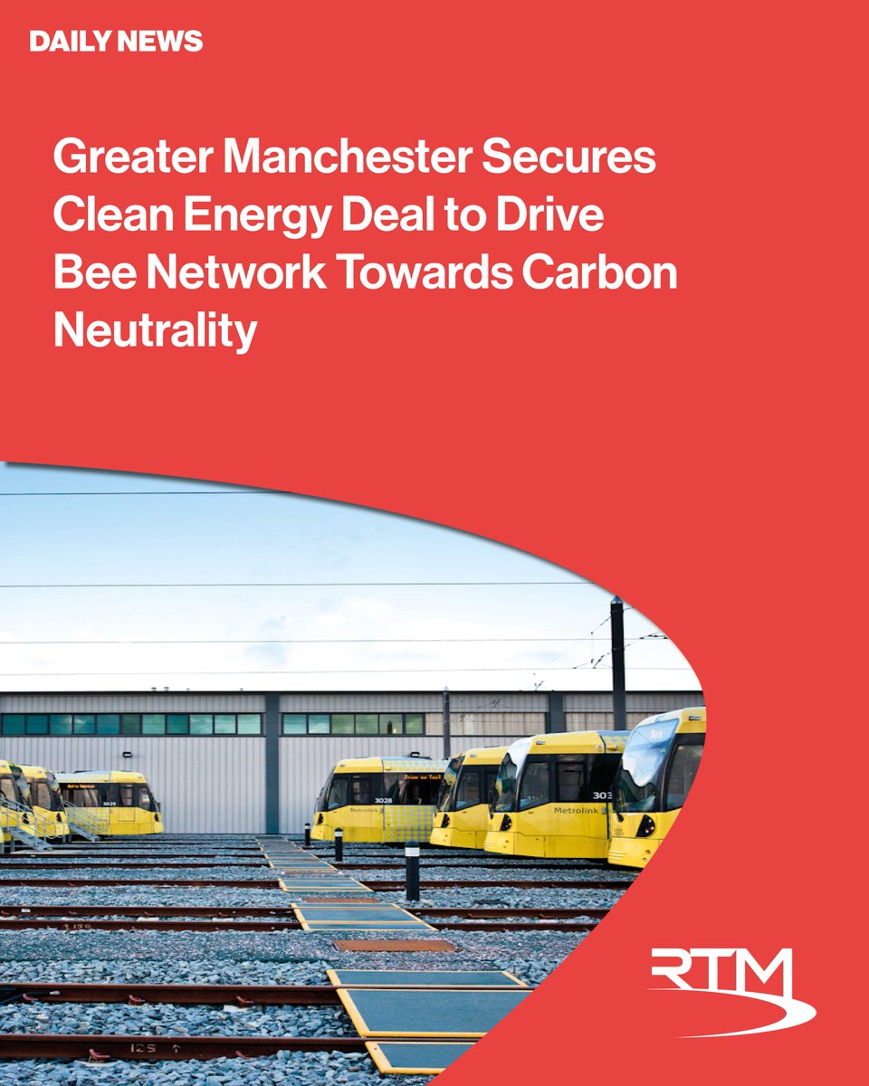 thertmnews's tweet photo. ๐จ BIG move for the #BeeNetwork ๐โก
Greater Manchester has secured a 20-year renewable energy deal that could make it the UK's first carbon-neutral public transport system ๐
โข 42GWh of clean power annually, enough to run Metrolink and support future bus electrification.
Read more: https://t.co/mkB37PRSHa
@BeeNetwork #NetZero #Rail #PublicTransport #CleanEnergy #GreaterManchester #Transport