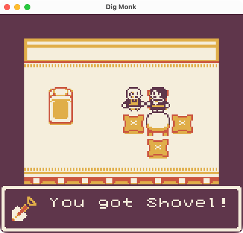 hidebugames's tweet photo. お坊さんが仏像をつくるアドベンチャーゲーム「 Dig Monk 」をリリースしました。
日本語 &amp; English で遊べます。
GBJAM 14 に向けて 10日間で制作しました。
ゲームボーイ対応です。itch_io でプレイできます https://t.co/gBqhvK75eQ