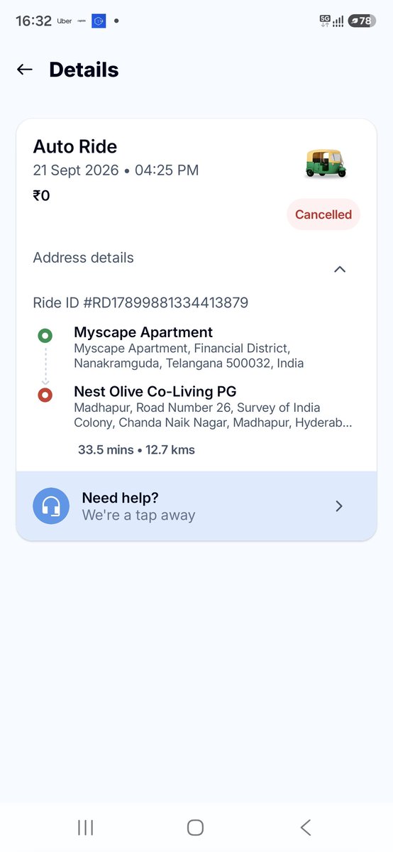Harsh44596's tweet photo. After waiting for half an hour for this rapido driver he came andbthej canblcelles the ride in front of me and accepted a Uber ride and took the otherbpassenger . Are you taking people for fools ? @rapidoapp_  and FYI @hydcitypolice @HYDTraffic @SajjanarVC_IPS @HYDTP https://t.co/T40aClRElH