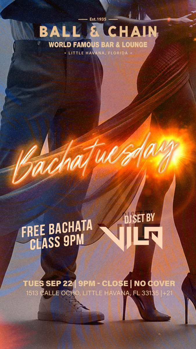 BallAndChainBar's tweet photo. TODAY: #LiveMusic NOW to 6 p.m., #HappyHour 4 to 7, #LiveJazz 6 to 9, then #MamboMondays with DJ Ivan + a FREE #SalsaClass &amp; #BachataClass, 9

TOMORROW: #Bachatuesday includes DJ Vila + a FREE #BachataLesson

#supportlocal https://t.co/z7b3b6aDZZ
🍍💚 https://t.co/8CleE1DXHd