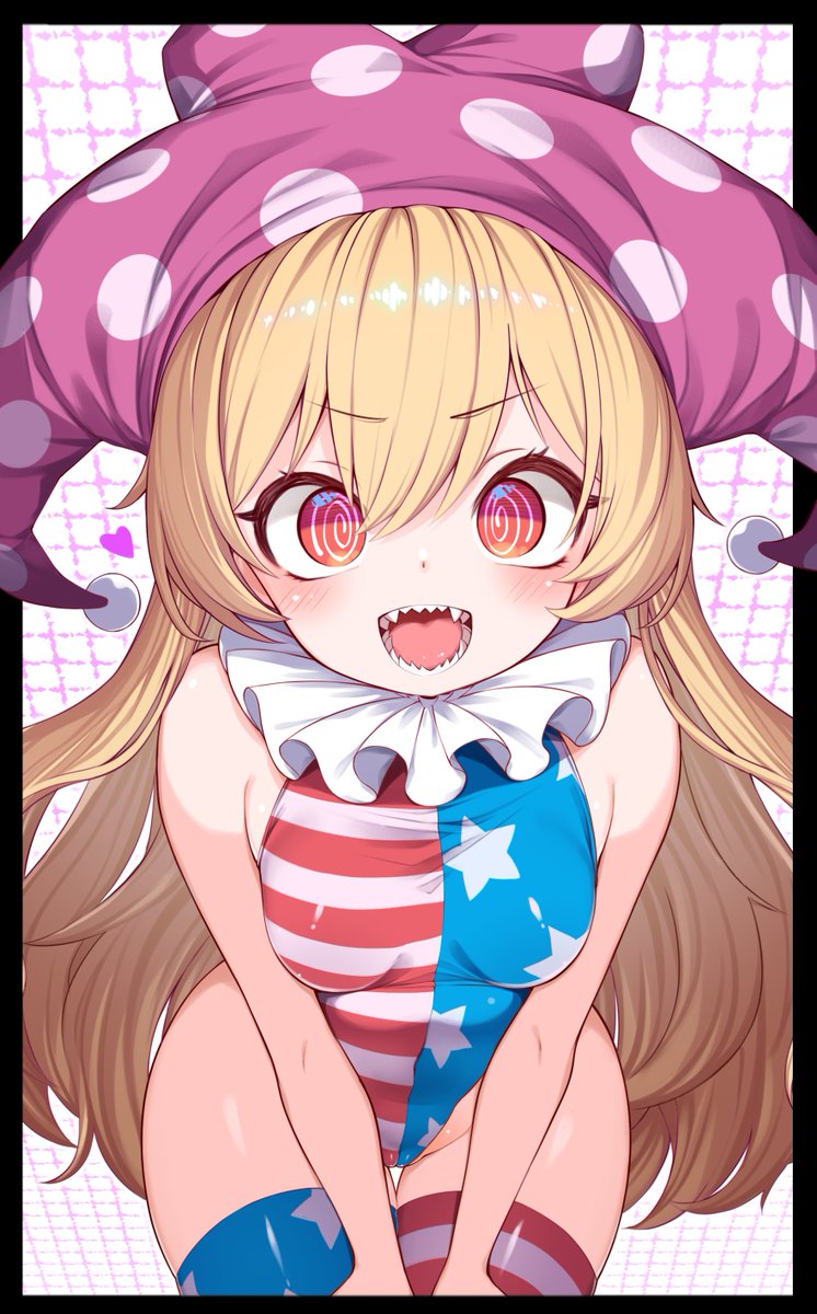 HarunoLeaf's tweet photo. クラウンピース「it‘s lunatic time !🌀」

ぐるぐる目とギザ歯が描きたかったので
レオタードなクラピーちゃんをどうぞ。 https://t.co/w937pCKE3y