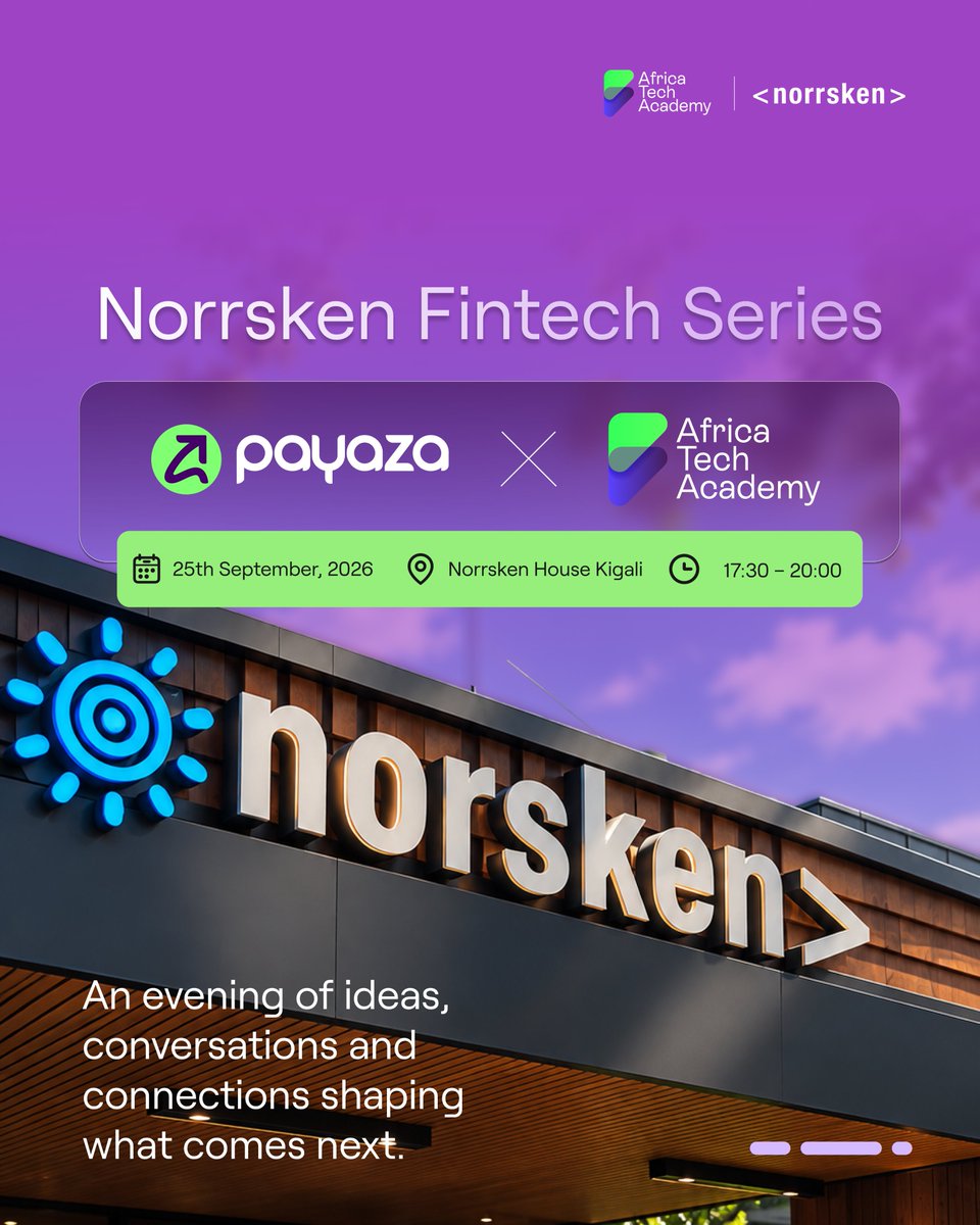the_africa22624's tweet photo. Kigali are yopiu ready! 🇷🇼 

Join the @norrskenEA Fintech Series on Sept 25 at Norrsken House. 

We're partnering with @mypayaza to shape East Africa's fintech future. 

RSVP 👇 
https://t.co/bn8XNq7KCP

#Fintech #ATA https://t.co/0DlN9uGoPZ