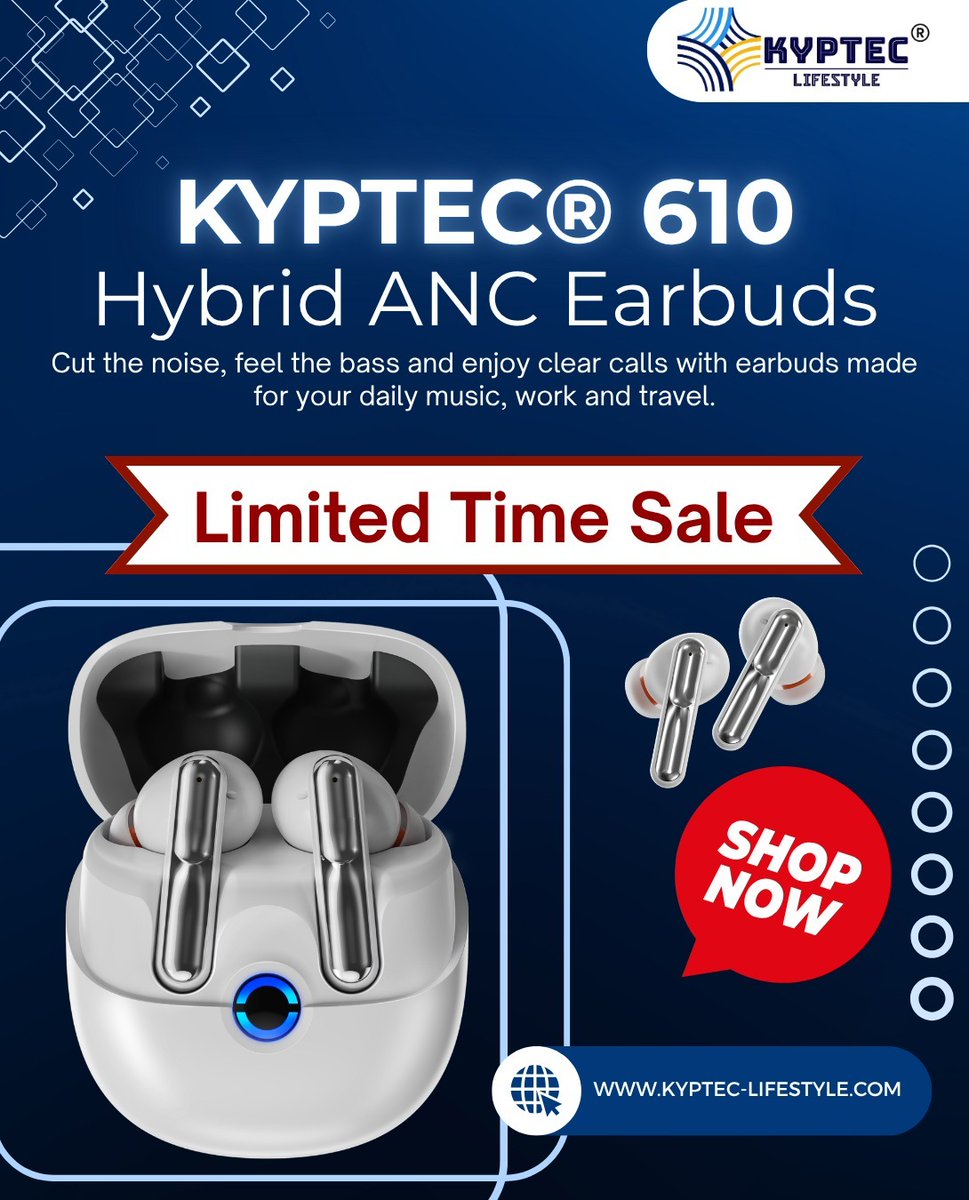 Kyptec_Audio's tweet photo. Small buds, big escape. 🤍🎧
KYPTEC® 610 Hybrid ANC Earbuds are made for clear sound, everyday comfort, and music moments that travel with you anywhere.
From work breaks to travel plans, from calls to playlists — keep your sound light, stylish, and powerful with KYPTEC® 610.

📲 Follow twitter page @Kyptec_Audio  for latest launches & exclusive offers:

🛒 Also available on Amazon
Just search on Amazon “Kyptec Headphones”
✔️ COD available
✔️ Easy EMI options

🛒 Shop Now on our Website:
https://t.co/zqVUObaXtQ

Follow the Founders of Kyptec LifeStyle:
✔️ @Kyptec_nitin
✔️ @Kyptec_sweta 

#KyptecLifeStyle #KYPTEC610 #HybridANCEarbuds #WirelessEarbuds #BluetoothEarbuds #ClearSound