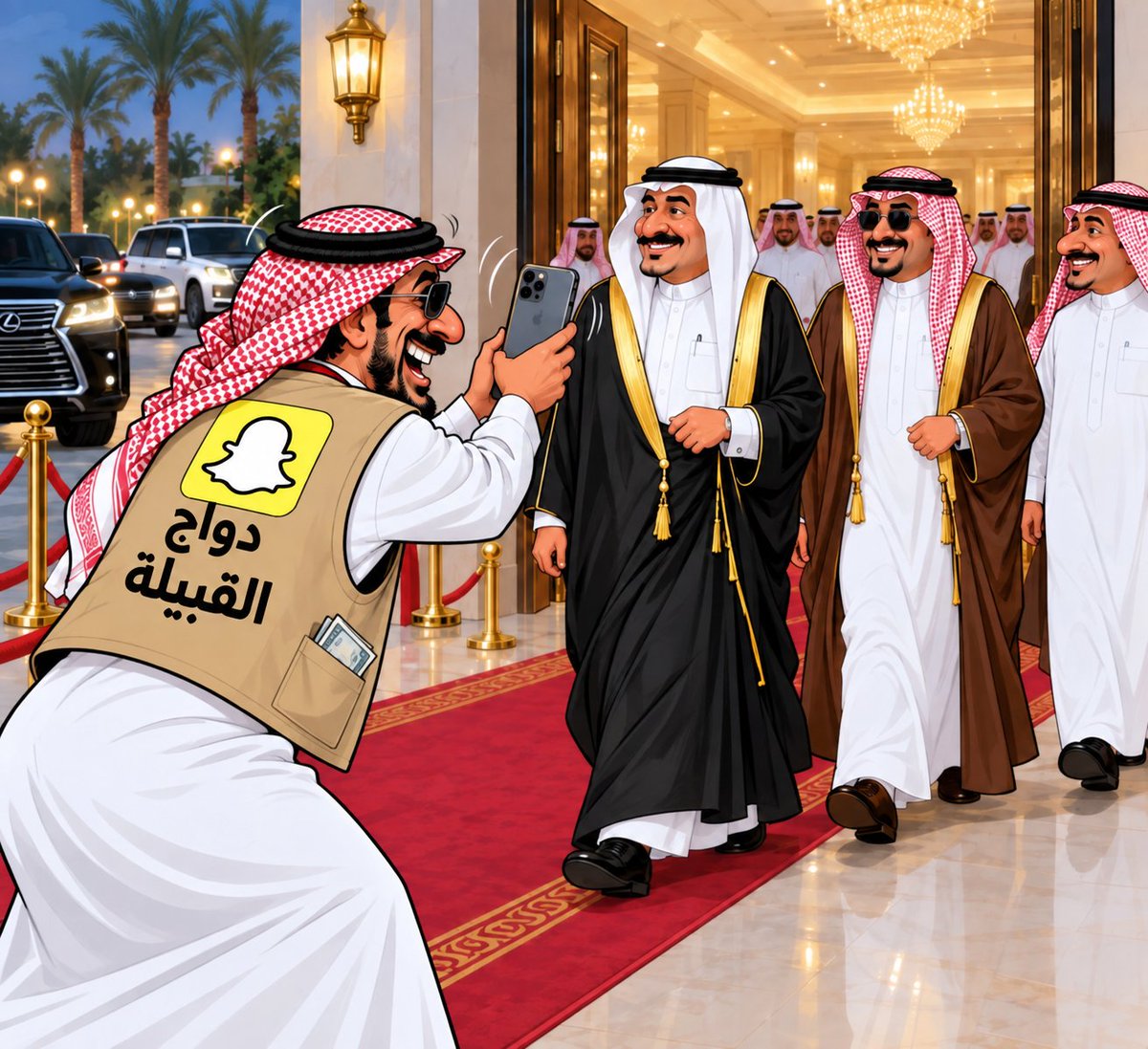 hamood2947's tweet photo. #حمود_الحيسوني_يقول
أقترح تغيير اسم "سنابي القبيلة"
إلى "دواج القبيلة" ؛ لأن مهمته
 الحقيقية ملاحقة مناسبات أبناء
قبيلته، والدوجان بين القصور
وقاعات الزواج، يغزّ جواله في
وجه كل ضيف، ثم يبدأ بتوزيع
الألقاب حسب المبلغ الذي وُضع
في جيبه:
هذا الشيخ فلان، وهذا رجل الأعمال
والأفعال علان، وهذا الوجيه أبو فلان
ثم بعدها يرثع بالمفاطيح والرز.