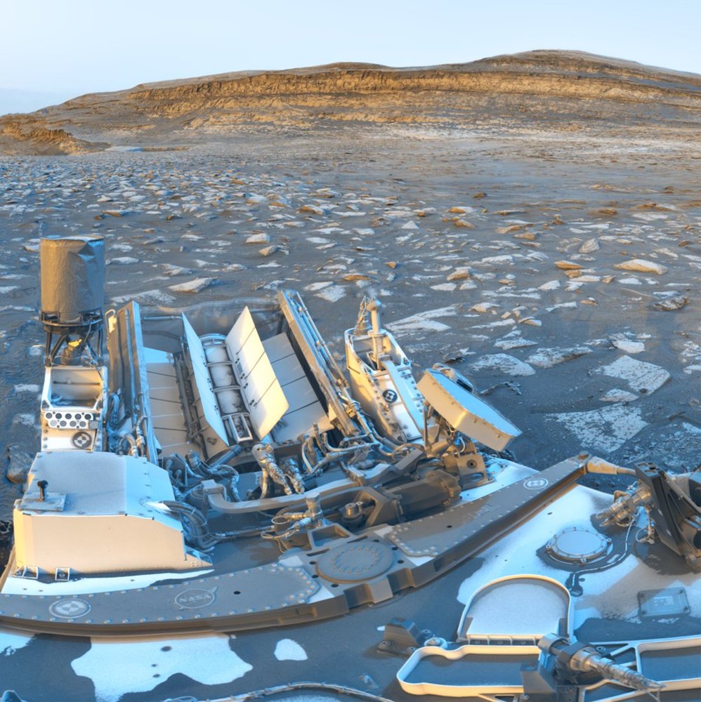 interesting_aIl's tweet photo. NASA releases new photos from the surface of Mars that have left people stunned by how Earth-like the planet actually looks

The images show a cold grey landscape far removed from the classic orange tones https://t.co/2QSkpG3Cec