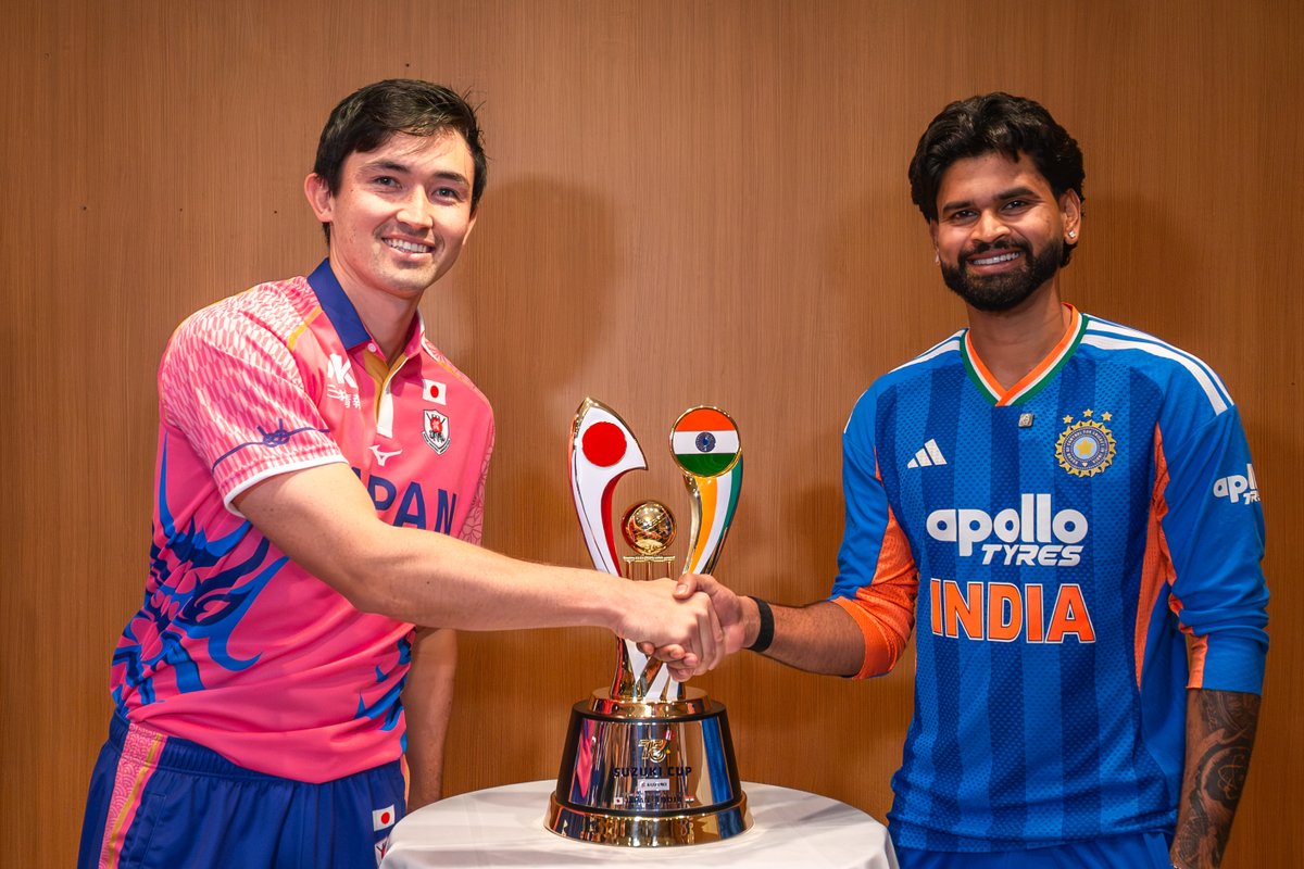 BCCI's tweet photo. 📸📸 Picture-perfect frames with the Captains 🏆

The stage is set for a historic clash between #TeamIndia and Japan 🤝

#TeamIndiaInJapan | @CricketJapan https://t.co/5mGTm42RZj