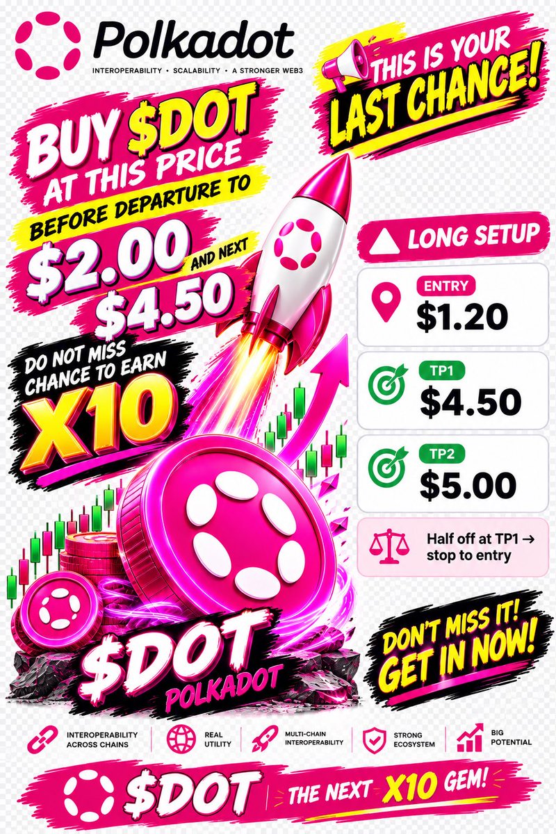 TomLeeDot's tweet photo. $DOT Do not miss the chance to earn x10 🚀🚀🚀

@Polkadot #Polkadot #crypto #BTC #Investment #Wallstreet #ETH https://t.co/KrgCqJ2OqJ