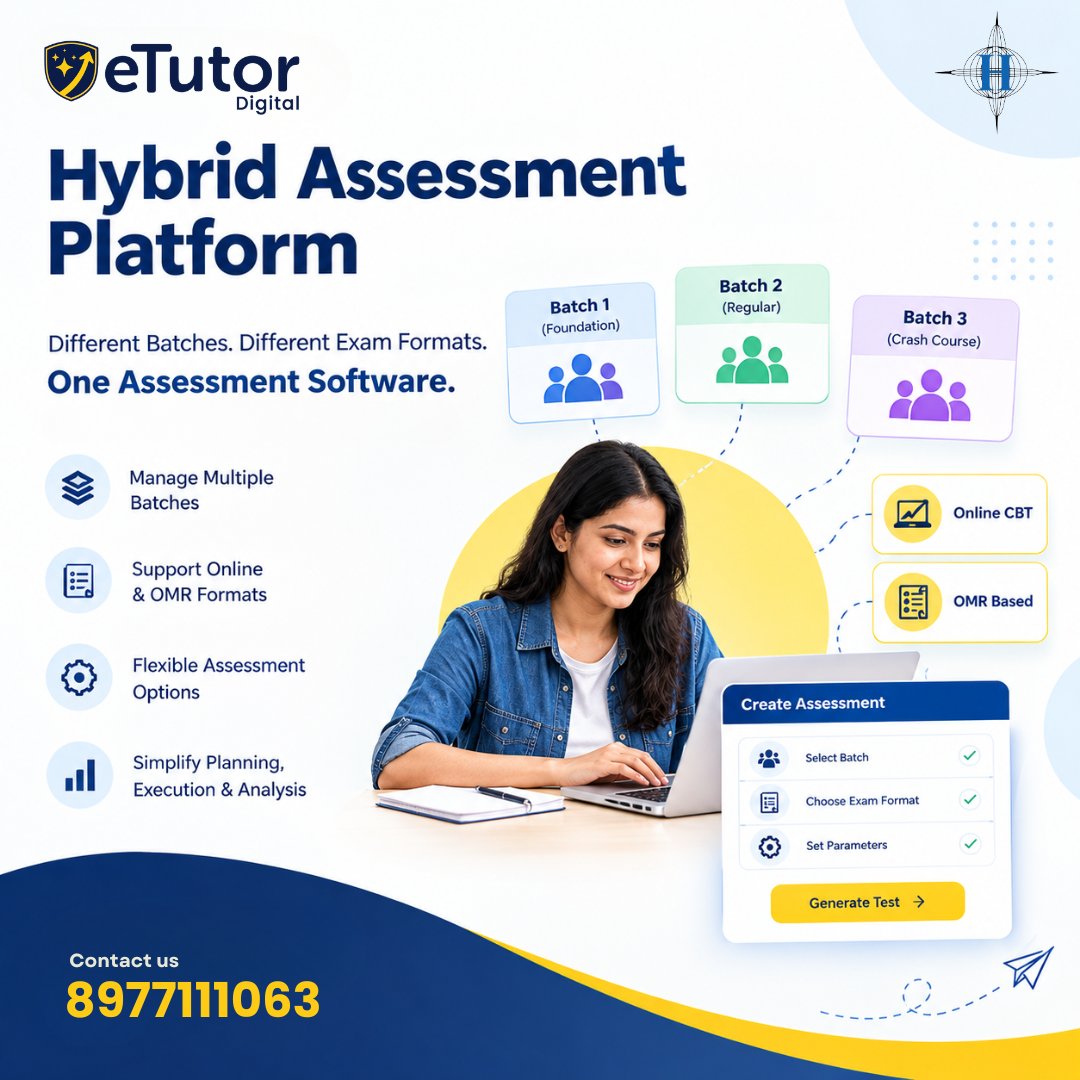 eTutorco's tweet photo. Run online + OMR exams through one connected assessment workflow with eTutor’s Hybrid Assessment Platform.
✔ Digital OMR evaluation
✔ Unified results
✔ IIT-JEE & NEET support
Visit for more : https://t.co/sQ3RdjglOi
#eTutor #HybridAssessment #IITJEE #NEET https://t.co/7DcoGBNKta