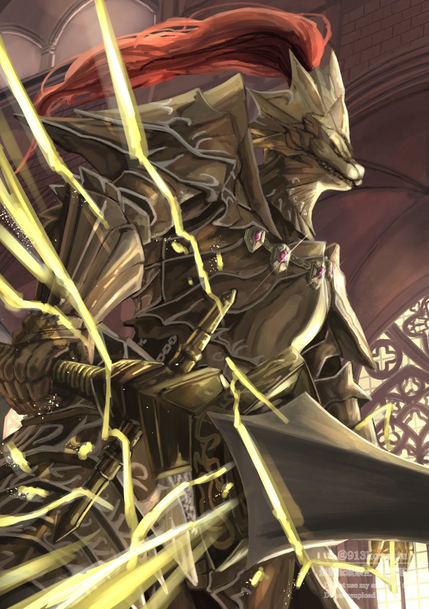 913kousatu's tweet photo. リクエストイラストNo.29
ダークソウル
竜狩りオーンスタイン
グウィン王四騎士の長であり、太陽の長子の筆頭騎士でもある。かつて灰の時代に古竜との闘いで竜狩りとして名をはせ、後世にも伝説として語り継がれている。
＃ダークソウル ＃DARKSOULS https://t.co/Wrq8JEeqmm