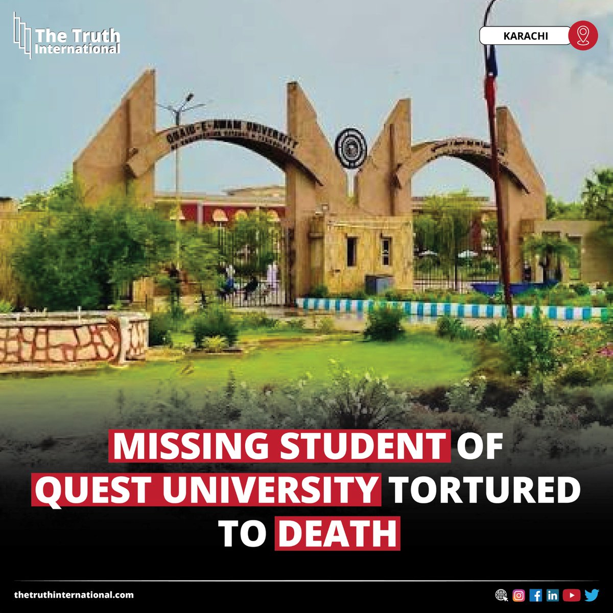 ttimagazine's tweet photo. Missing student of QUEST University tortured to death
FOR MORE DETAILS: https://t.co/fFl79S2e3b
#Missing #student #QUESTUniversity #tortured #death #KARACHI #TTI https://t.co/WYEvK2HC7c