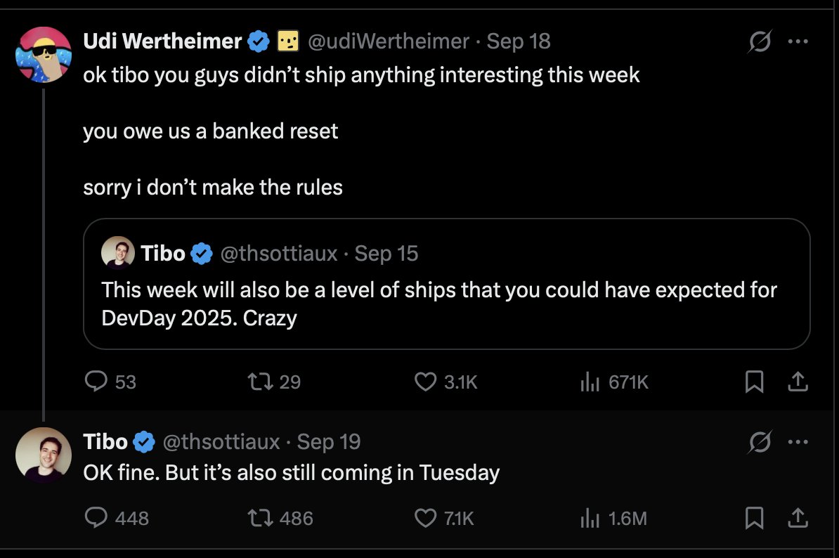 itsjake's tweet photo. @tehface @CtrlAltDwayne @thsottiaux He sort of did “OK fine.” when someone said “you owe us a banked reset” i mean idc but curious what he meant by this lol https://t.co/j7JyNNqEil