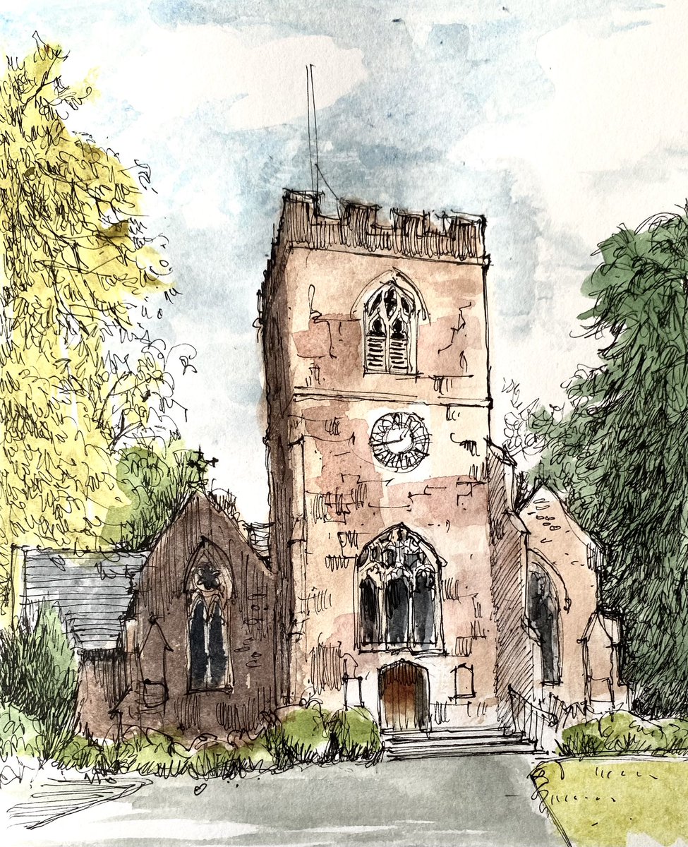 IsaacsEd's tweet photo. More old Birmingham - St Peter, Harborne #drawingseptember https://t.co/1uxVbCh41g