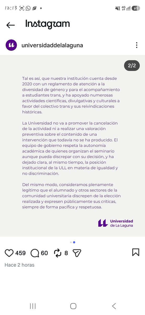 FeministasTen's tweet photo. 🧵 1/

El comunicado de la @ULL me parece profundamente insuficiente.

Dicen que no cancelarán la actividad y que respetan la autonomía académica. Bien.

👇👇‼️ https://t.co/BekcZByRxa