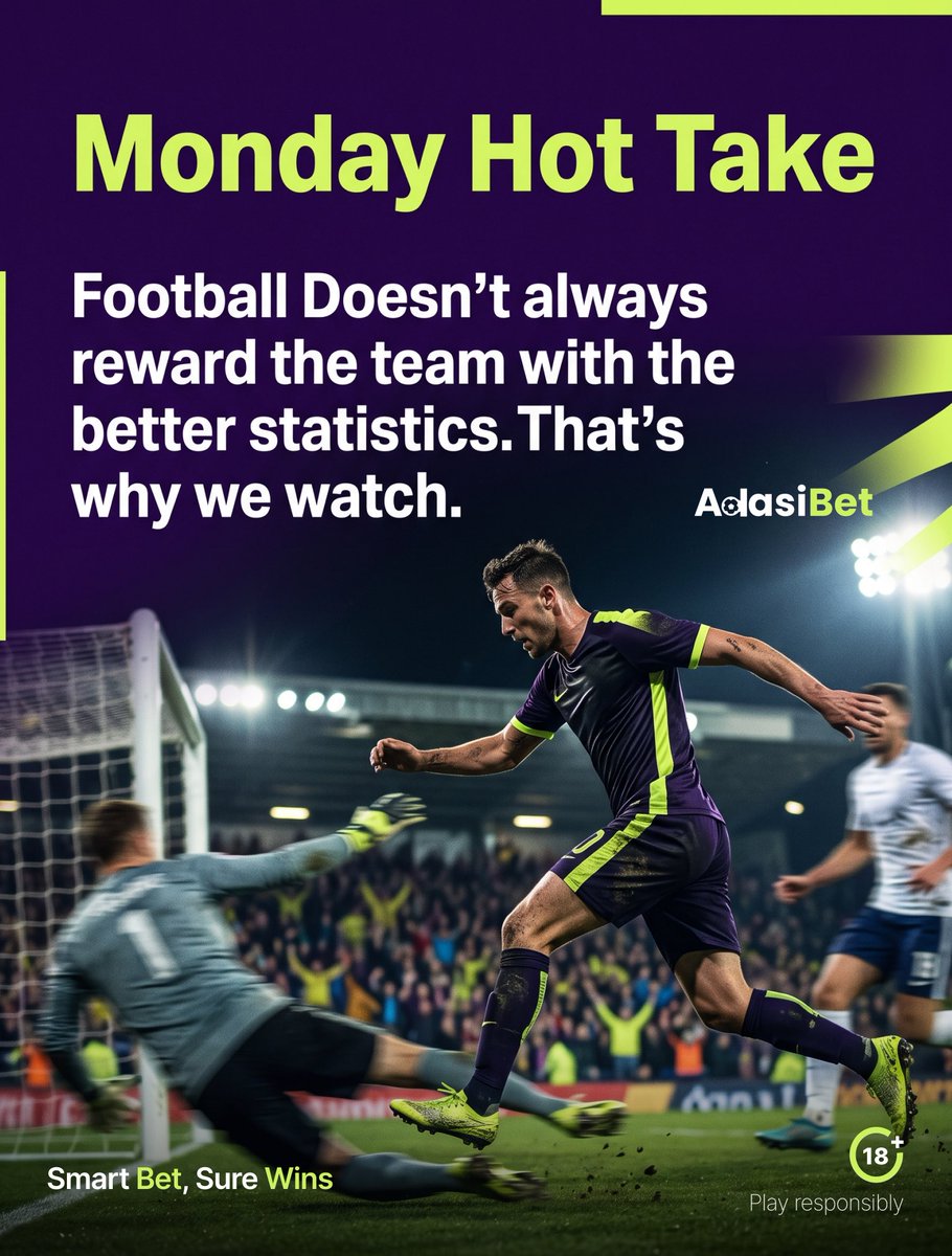 adasibet's tweet photo. Monday Hot Take: Football is not played on paper. Form is Temporary, Magic is permanent.
#Adasibet #Smartbetsurewins
#MondayHotTake https://t.co/9WVNUzAJTg