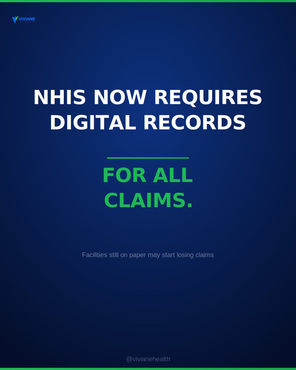 VivianeHealth's tweet photo. Paper files and manual registers could cost your facility NHIS claims.

Viviane HMS digitises records, billing, lab and pharmacy in one system.

Book a free 20-min demo: Link in Bio 👆🏻

#NHIS #DigitalHealth #NigerianHealthcare https://t.co/vnp7gPUvq8