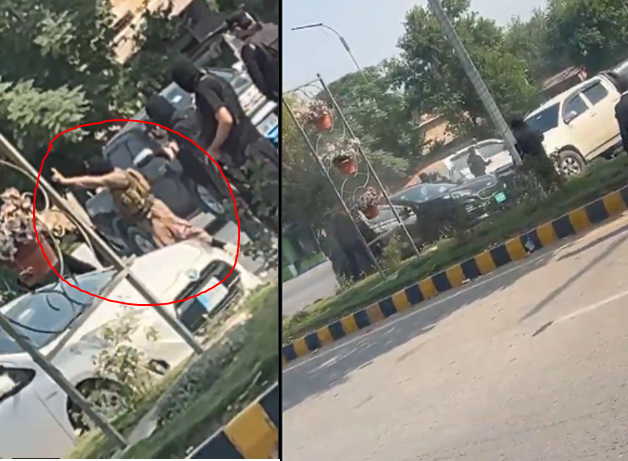 SabeeKazmi786's tweet photo. فوجی وردیوں میں اور کالے نقاب پوش اس وقت پشاور میں صوبائی وزیر فضل شکور کو اغوا کر رہیں ہیںَ کل یہ دعوی تھا کہ صوبائی وزیر شکیل کے گارڈ نے گولی چلائی۔
اب یہ کون اغوا کر رہا ہے وہ بھی ایک صوبے کے وزیر کو؟
باقاعدہ یہ گورنر راج ہی لگا ہوا ہے۔ https://t.co/oMMnA3RWn7