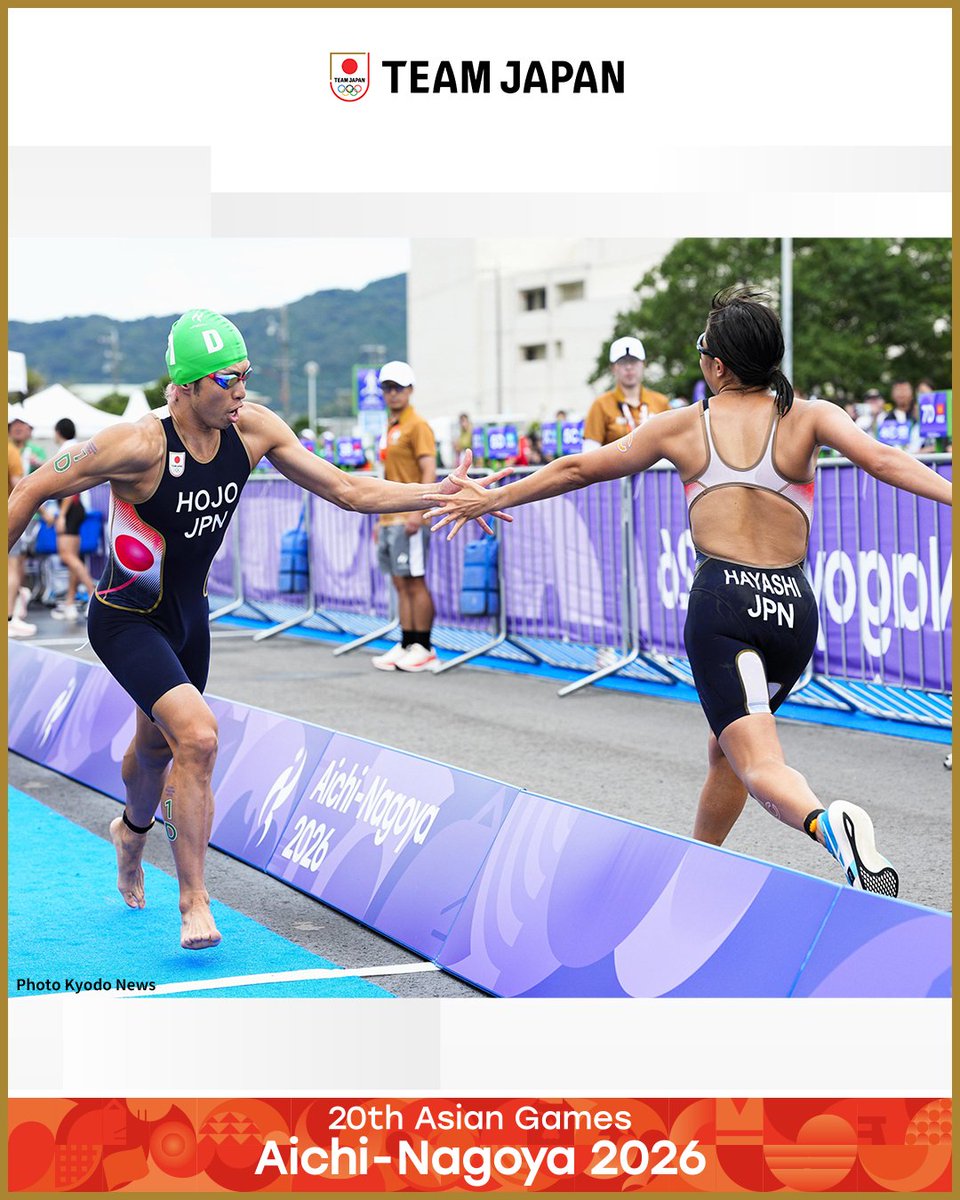 TeamJapan's tweet photo. ◤ 📸TEAM JAPAN Shots #愛知名古屋2026 ◢

🏊️🚴🏃トライアスロン
混合リレー

#TEAMJAPAN は銀メダルを獲得！🥈👏

トライアスロンは金メダル1個、銀メダル1個、銅メダル1個の合計3個のメダルを獲得し、全てのレースを終了しました🇯🇵

@Triathlon_Japan
#ともに一歩踏み出す勇気を

愛知・名古屋アジア大会はTBS ▶︎ @TBS_TV_S