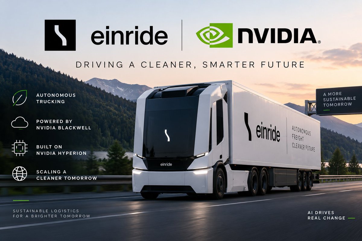 robinb0707's tweet photo. $ENRD | Nvidia Autonomous Trucking Deal
Einride shares jumped 8% after announcing a strategic collaboration with Nvidia to advance autonomous trucking using Blackwell and Hyperion technologies.

$ENRD $NVDA #AI #AutonomousDriving https://t.co/dMIIgMsaIL