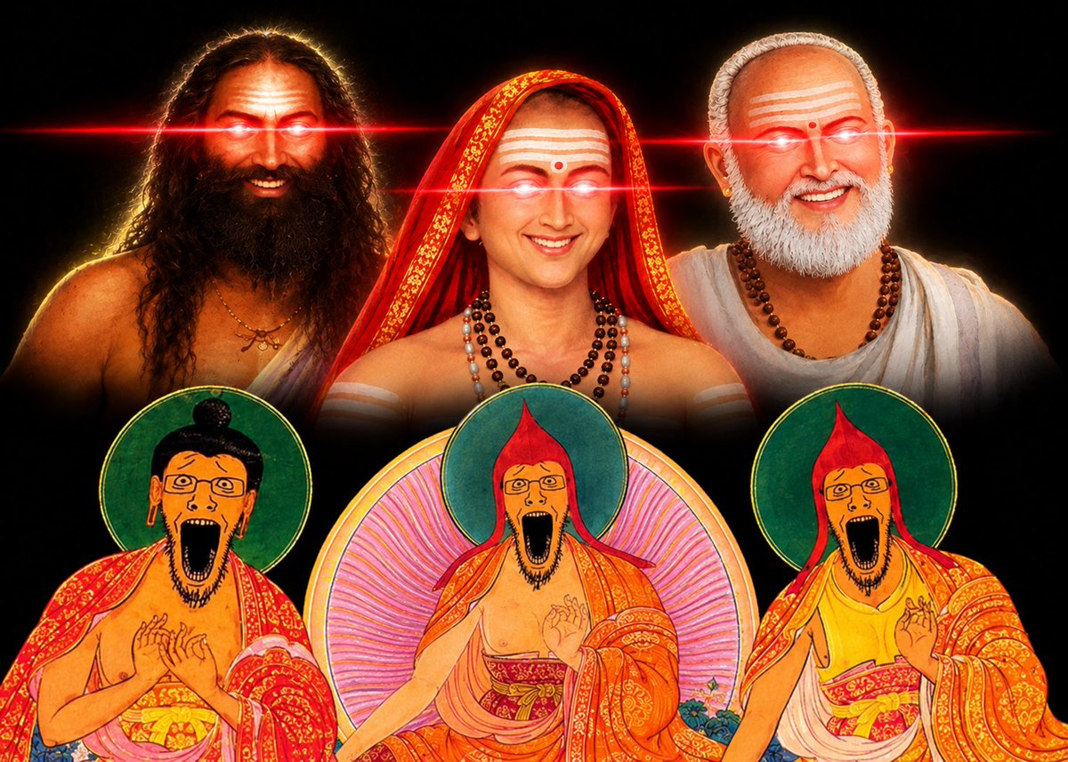 giga_smasher's tweet photo. The 3 Dhuraṃdharas of Sanatan Dharma Who Uprooted Bhuddism in such a hard way it never recovered back https://t.co/FrEFqdytJn