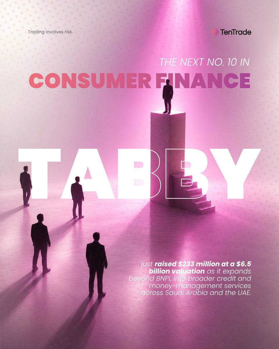 tentradeglobal's tweet photo. Tabby is changing the consumer-finance playbook by turning buy now, pay later into something much bigger.
With their new raised funds and valuations, could Tabby become the next No. 10 in consumer finance?
#ThinkLikeA10 #TenTrade #Tabby #ConsumerFinance #Fintech
Disclaimer: Market information only. Not investment advice or a recommendation. Private-company valuations, expansion plans and funding details may change.