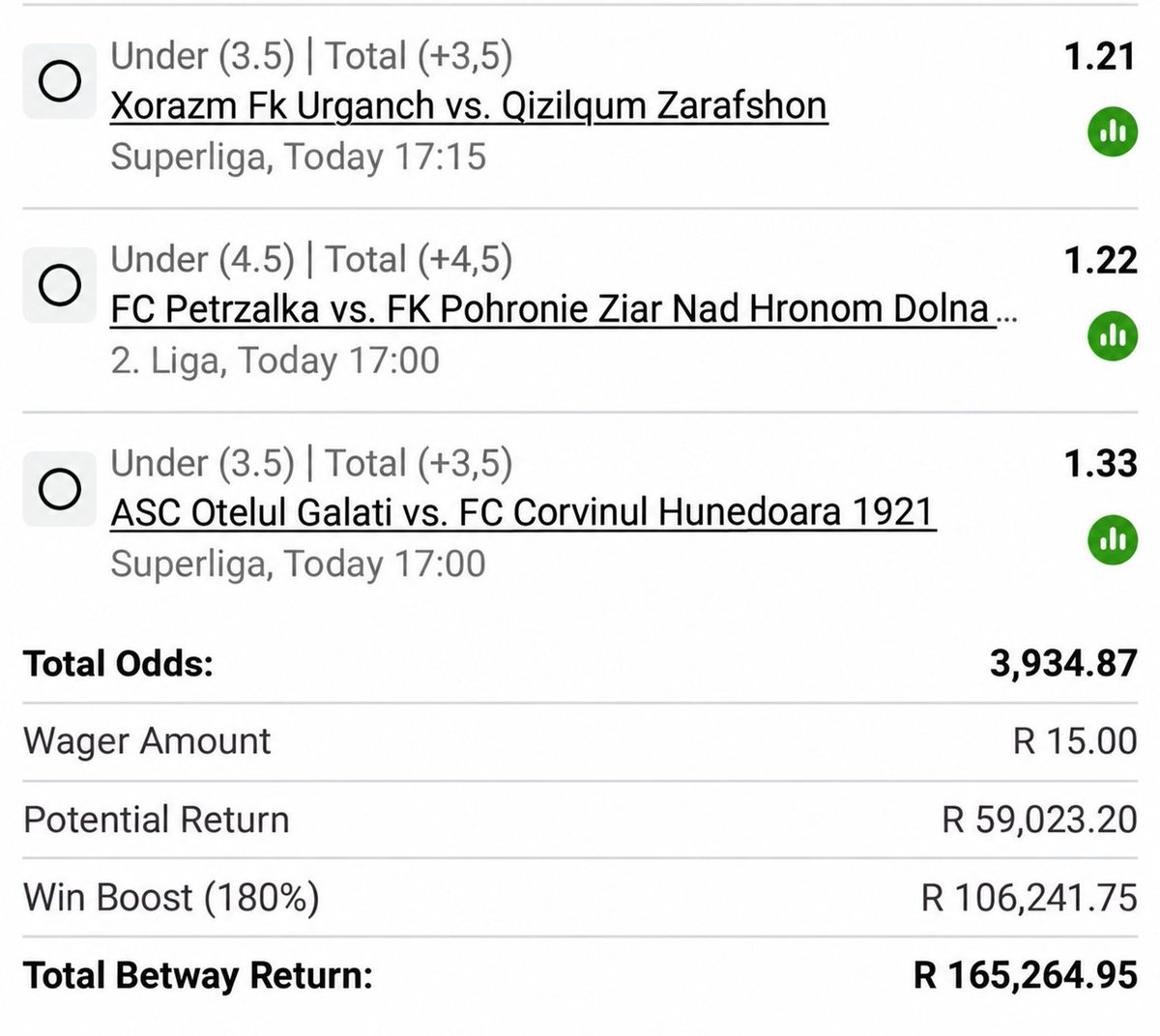 ERamagondo1710's tweet photo. Betway Under  3,5 &amp; 5.5 Goals 🔥🔥

Code 🫱 BW744F6EDC🫲

3.9k odds 💰💰

Kick off - 17:00 ✈️✈️🥵🔥

Good luck punters 🥵 🔥 https://t.co/vlV0Ja5ofT
