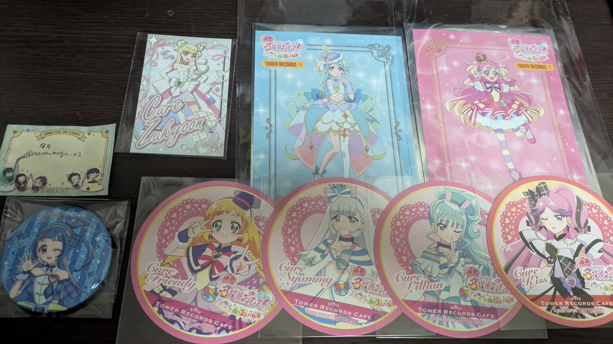 nana_mogu_01's tweet photo. 【交換】映画名探偵プリキュア　タワレコカフェ　コースター　缶バッジ　フォト風カード　特典　

(譲)ウィンク、ズキューン、エクレール、ワンダフル、フレンディ、ニャミー、リリアン、キッス

(求)同種アルカナ・シャドウ

郵送/大阪手渡し。検索からでもお気軽にお声がけください。 https://t.co/WBpJUrC0Vf