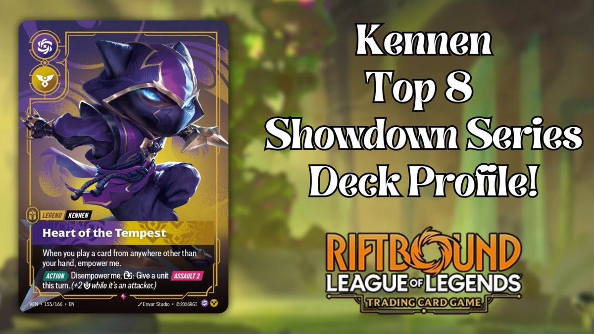 TeamFlexQ's tweet photo. Top 8 Kennen Deck Profile (Pre-Bans) - Riftbound Showdown Series | Team FlexQ

https://t.co/EIGPABdfSL https://t.co/I3lCVEXB7U