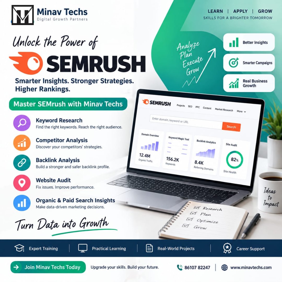 minavtech's tweet photo. 🔍 Smarter SEO with SEMrush!

Learn:
✅ Keyword Research
✅ Competitor Analysis
✅ Backlink Analysis
✅ Website Audit
📈 Learn. Optimize. Grow.
📞 86107 82247
🌐 https://t.co/MNrtZQQPAy
#SEMrush #SEO #DigitalMarketing #SEOTools https://t.co/gB1m7mxmXs