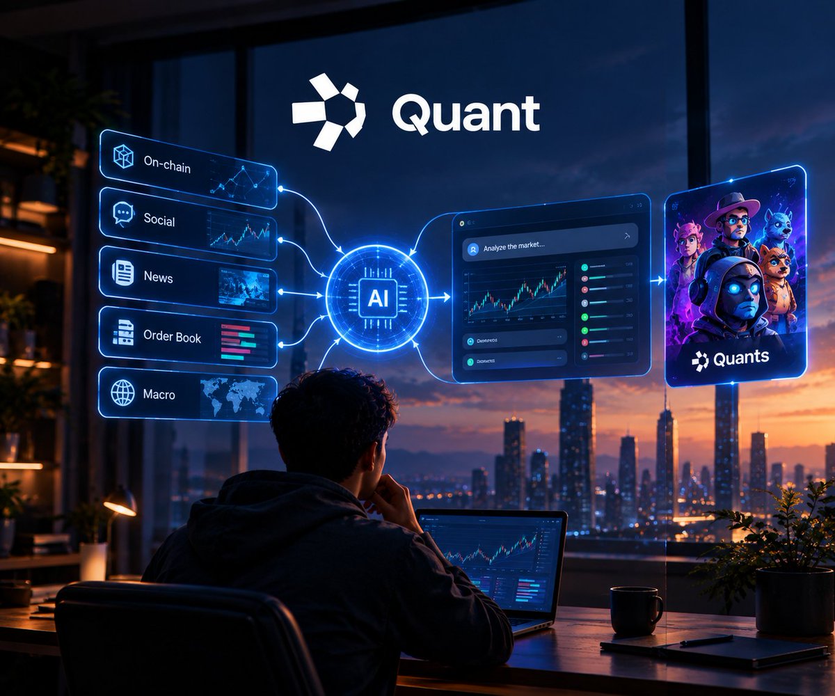 naim1242's tweet photo. One thing I find interesting about @tryquantio is the problem it is trying to solve.

Markets already have more information than most people can realistically process.

On-chain activity.
Social signals.
News.
Order flow.
Macro events.

The challenge isn’t finding more data.

It’s making sense of the data that already exists.

Quant AI is taking an interesting approach by bringing these different signals into one conversational intelligence layer, rather than making users jump between multiple dashboards and tools. 1

That idea also connects naturally with @nftquants.

The technology provides the intelligence layer, while the Quants ecosystem adds a community and digital-asset layer around it.

What I’ll be watching is how well this translates from an interesting concept into something genuinely useful in everyday use.

Because ultimately, good AI shouldn’t just give you more information.

It should help make complicated information easier to understand.

That’s the part of Quant I find worth watching.