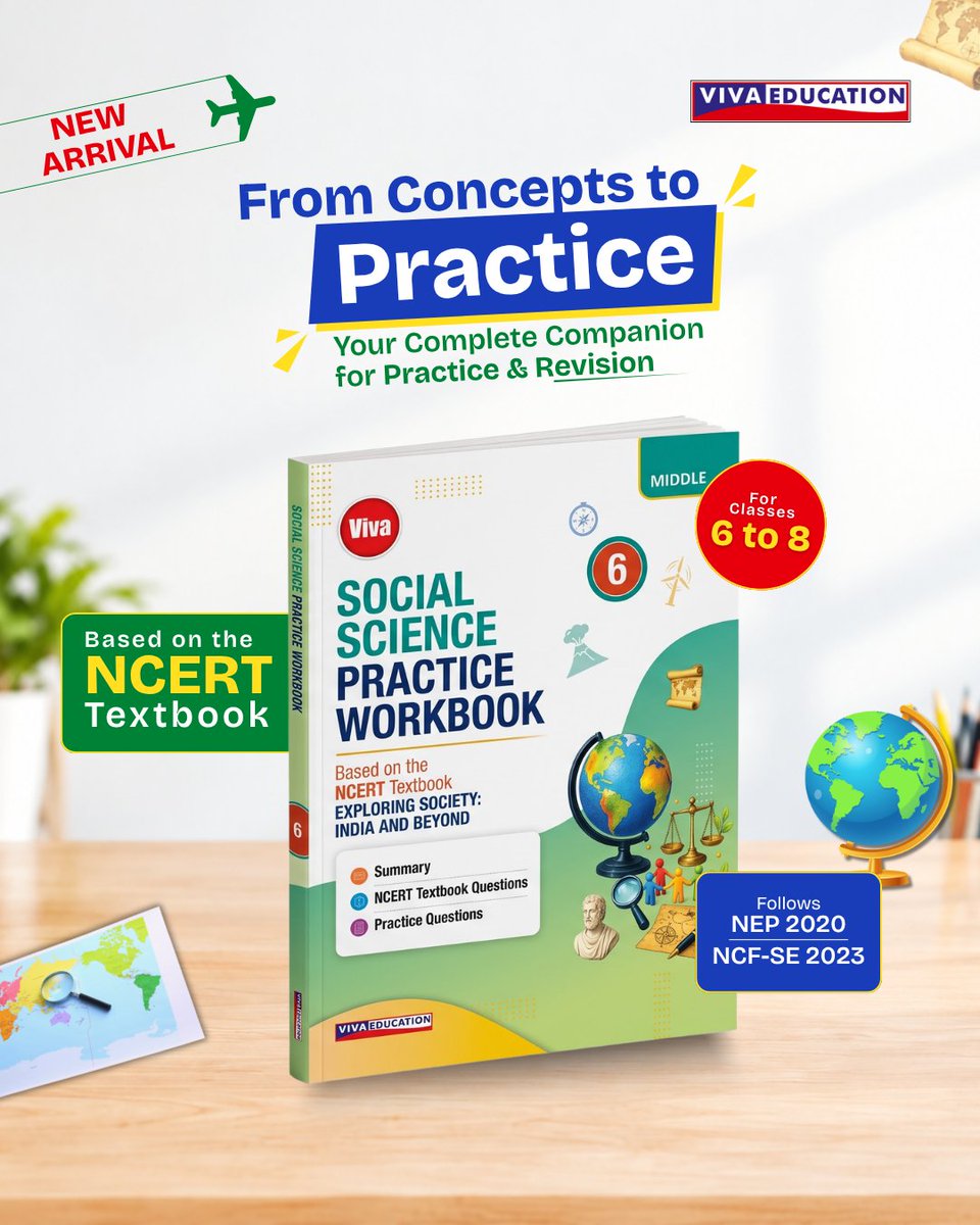 VivaEducationIn's tweet photo. π πππ πππππππ | Social Science Practice Workbook for Classes 6β8
NCERT-based practice aligned with NEP 2020 & NCF-SE 2023, with MCQs, HOTS, case studies, map work & revision exercises.
Explore: https://t.co/tO7O0rlpLr
#SocialScience #NCERT #ExamPrep https://t.co/7lV8S8n7iE