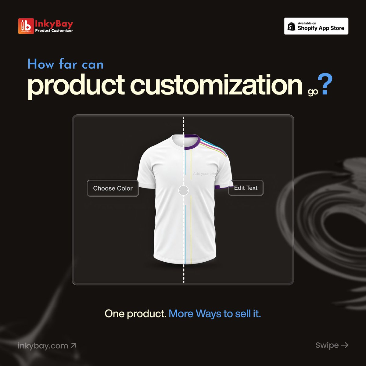 inkybay's tweet photo. 🎨ONE color…. or COMPLETE creative control? 👀

How would you let customers customize a product?

A. Pick one color for the whole product
B. Choose colors for individual parts
C. Add colors + text + logos + artwork

Share your thoughts below. 👇
#InkyBay #PrintOnDemand #Shopify https://t.co/JYoQ1nhEY1