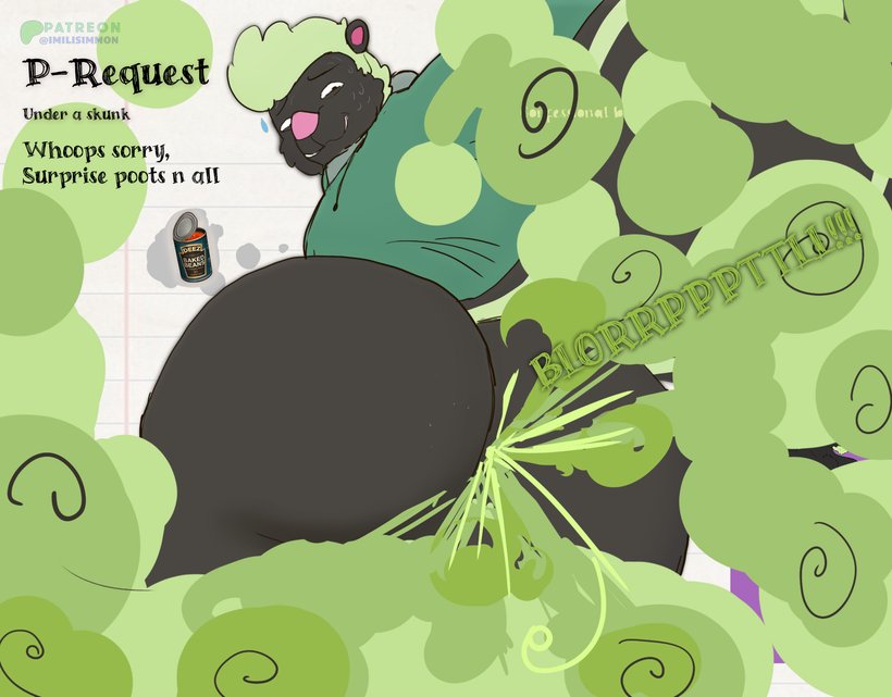 Stinky_Skunky's tweet photo. CW: FARTS
POV you sneak up behind Whiffy to surprise him and he accidentally blasts you with skunk gas. To be fair, you should know better than that, especially during #skunktember. 

Created by the extremely talented @imilisimmon, thank you so much for taking my request :) https://t.co/37aVBgFicD