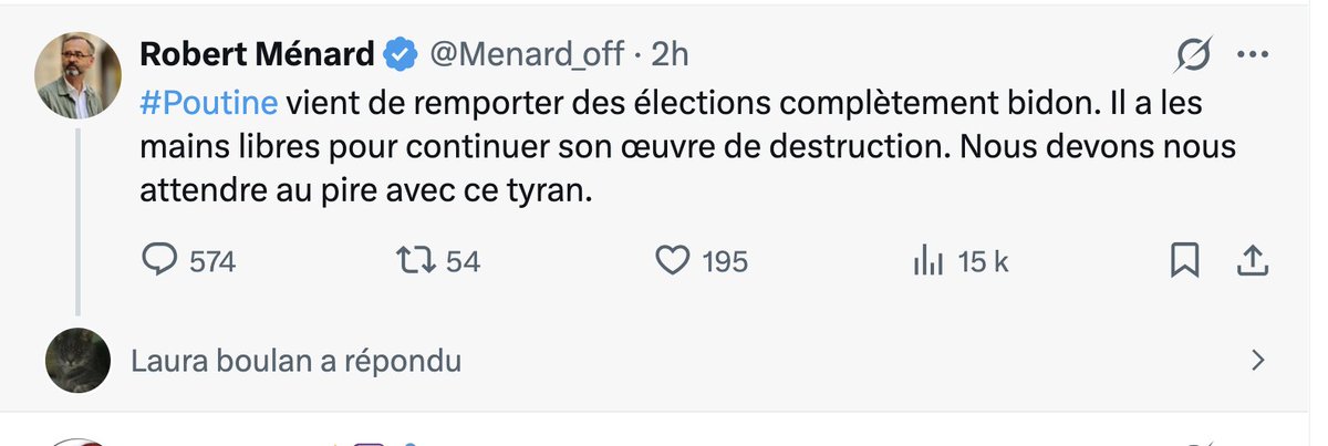 NapoLeon1226391's tweet photo. Ménard avait pris la bonne décision en quittant X.
Le revoilà en Macroniste pro-guerre.
Barre-toi Robert, tu n'avais manqué à personne... https://t.co/h6E0kUvEDL