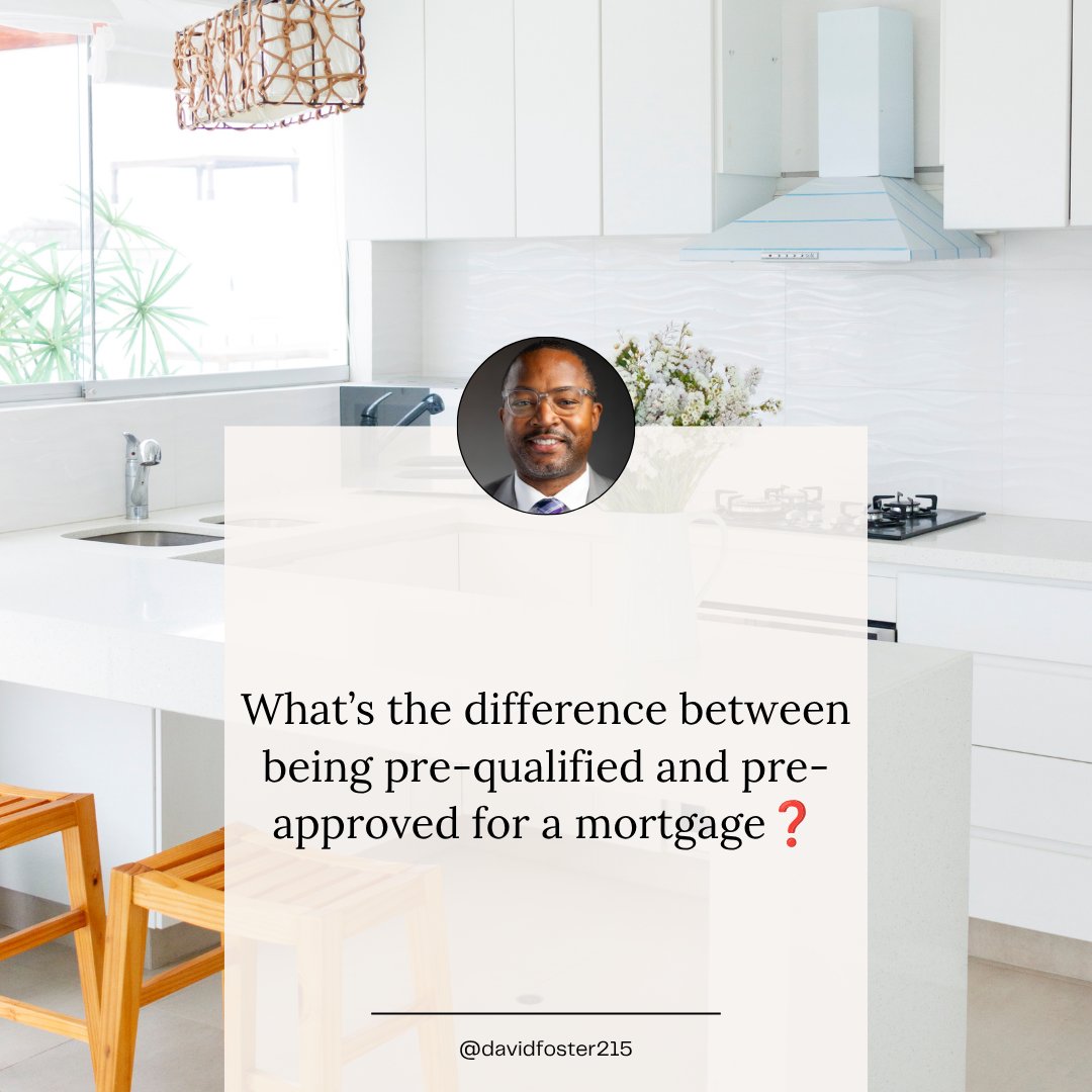 DavidFoster215's tweet photo. What’s the difference between being pre-qualified and pre-approved for a mortgage❓ https://t.co/iU0cebnlgx