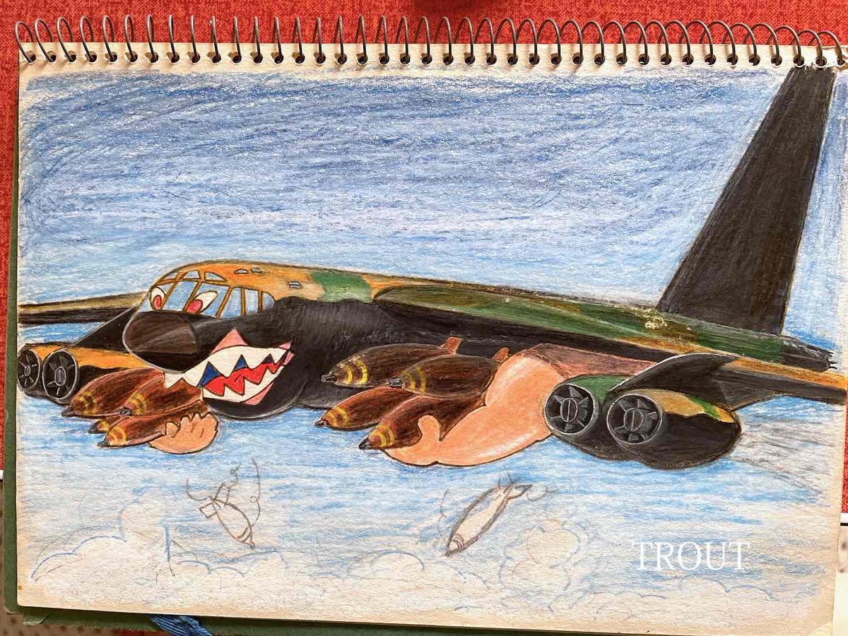 TROUT92241176's tweet photo. #Grokai先生にお願いしました　
雨降りの休日はお家でお絵描き😄　中途半端で諦めた昔の落書きをGrok AI先生に完成してもらいました。
自分で落書きしておきながら物騒な感じがしたので。バゲットとバナナに置き換えてもらいました😁 https://t.co/Wl8U300XsT
