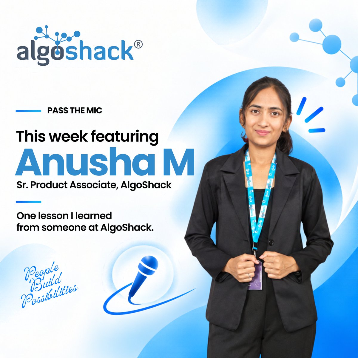 AlgoshackT's tweet photo. One lesson can stay with you for a lifetime. 💙

In #PassTheMic, Anusha M shares a valuable lesson from Vishalakshi Hiremani on teamwork, responsibility, stepping beyond comfort zones, and continuous learning.

#AlgoShack #Teamwork #ContinuousLearning https://t.co/7tW7uWmcbx