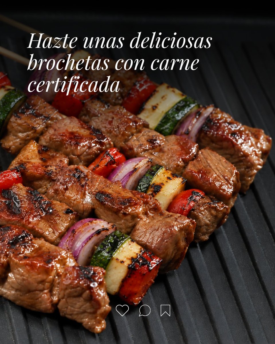 TerneraGallega's tweet photo. Si la vida te da buenos ingredientes, conviértelos en algo extraordinario. ✨

Hoy nos quedamos con unas brochetas de carne certificada por la IGP Ternera Gallega llenas de sabor y color. 🥩🍢 https://t.co/1Jwyjht1M1