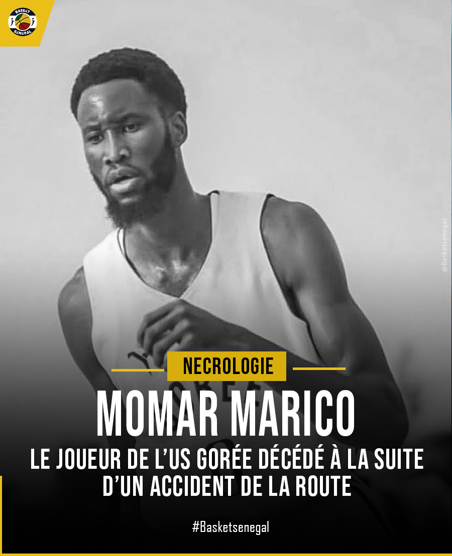 Basket_Senegal's tweet photo. 🚨NECROLOGIE 😭
La section Basketball de l'US Gorée en deuil... l'ailer Momar Marico est décédé cette nuit à la suite d'un accident de la route.
Basketsenegal présente ses sincères condoléances à sa famille et à l'équipe Goréenne.

#Basketsenegal https://t.co/KO1qZaVtXO