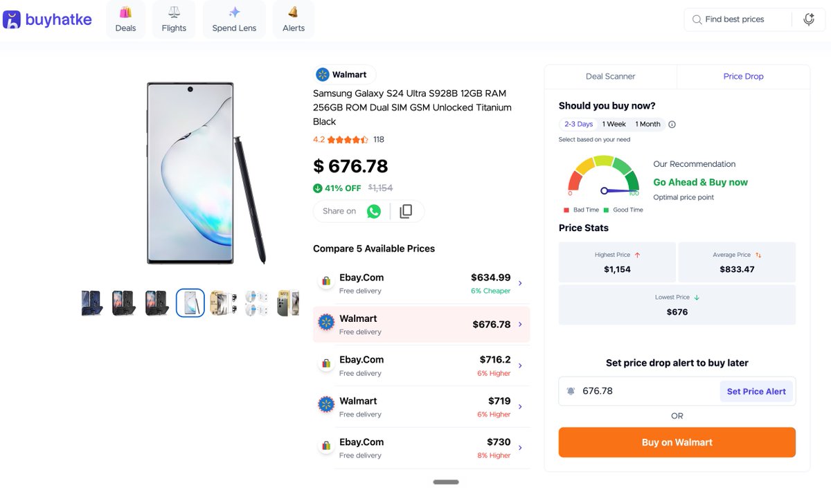 BuyhatkeDEALS's tweet photo. 🚨 DEAL ALERT 🚨
Samsung Galaxy S24 Ultra (12GB/256GB, unlocked) is $676.78 at Walmart 📱
heads up before you buy: this is the S928B
The international model, not the US S928U. 
Different chipset, and US band support varies by carrier ........ https://t.co/DYc1HVYOcJ