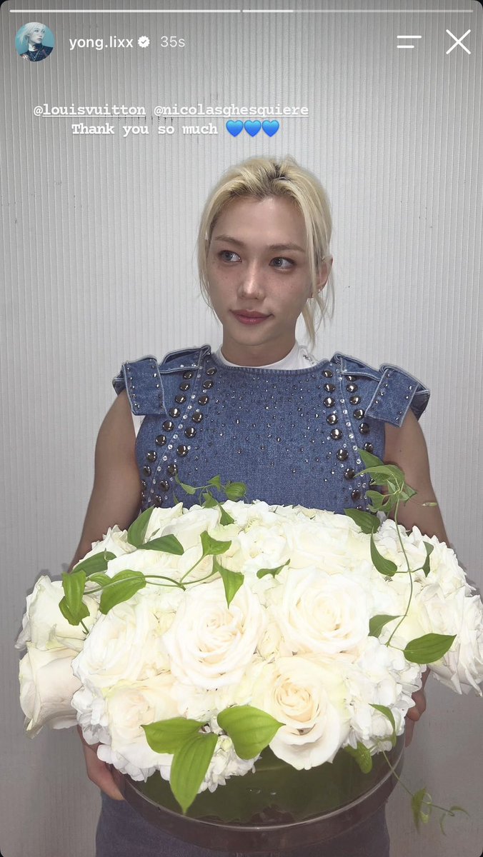 felixssource's tweet photo. #FELIX @/yong.lixx Instagram story update 

Thank you so much @LouisVuitton nicolasghesguiere 💙💙💙 https://t.co/FBxeDAewhR