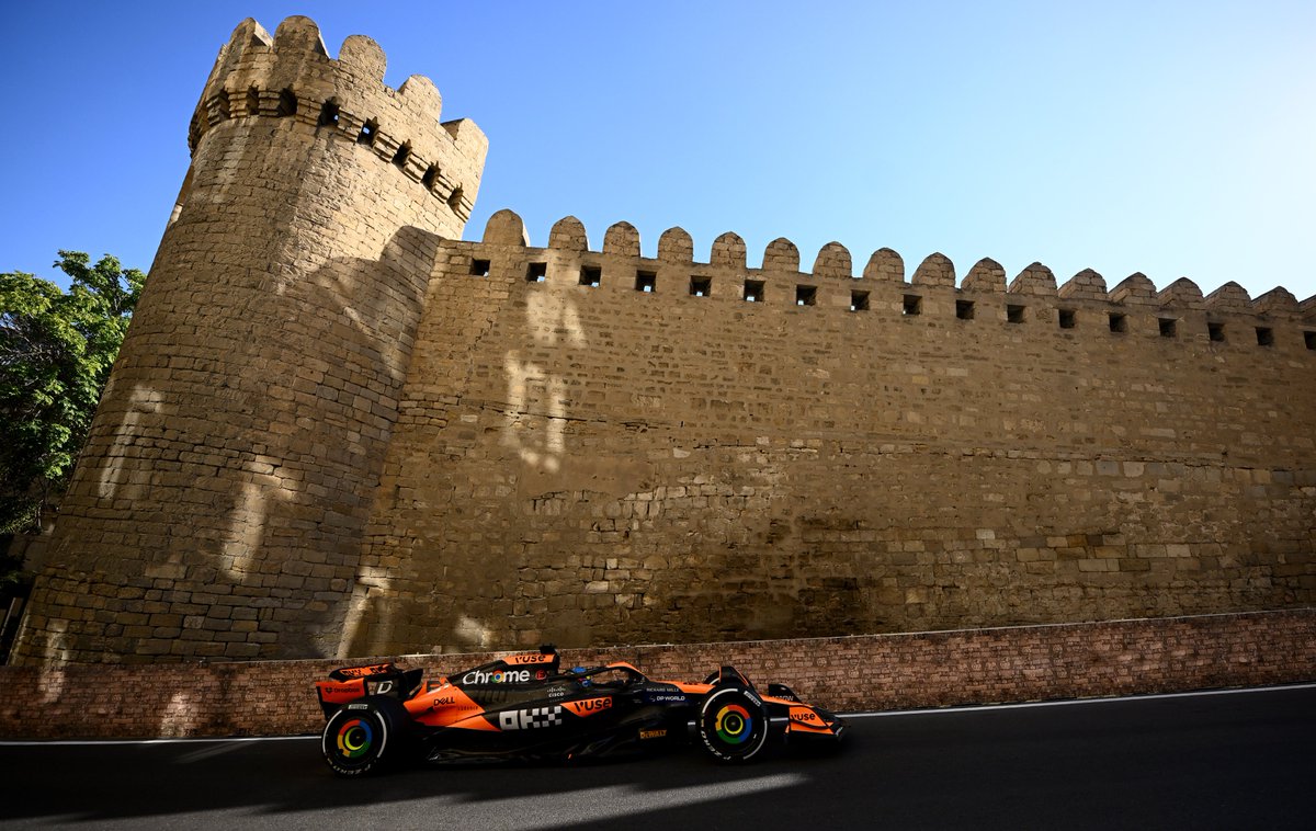 F1's tweet photo. Threading cars between the ancient Baku city walls for a decade 🤩✨

#F1 #AzerbaijanGP https://t.co/3EVP482v8l