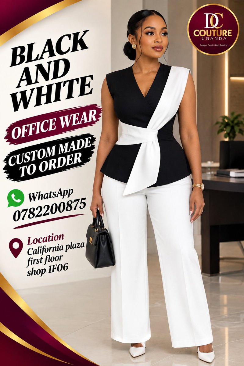 dc_coutureug's tweet photo. 🖤🤍 ELEGANCE IN BLACK &amp; WHITE! 🤍🖤
Make a powerful impression at the office with a custom-made black and white outfit tailored specifically for you. From classy dresses and skirts to trousers, blazers, suits and matching sets, we tailor all kinds of black &amp; white outfits https://t.co/9bPmpH5HHj