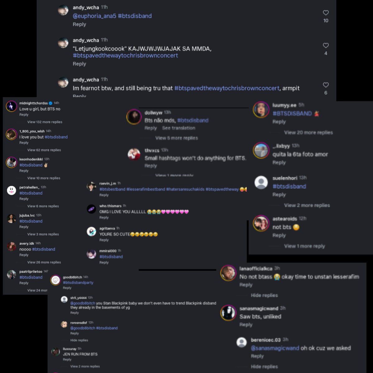 taejagiii's tweet photo. Comments under lsf yunjin's recent post and most of them are lsf fans 🙂
So an idol who's also an army aren't allowed to attend bts's concert js to satisfy these kpop stans ego? 🫩 https://t.co/FMnK3yj8oT