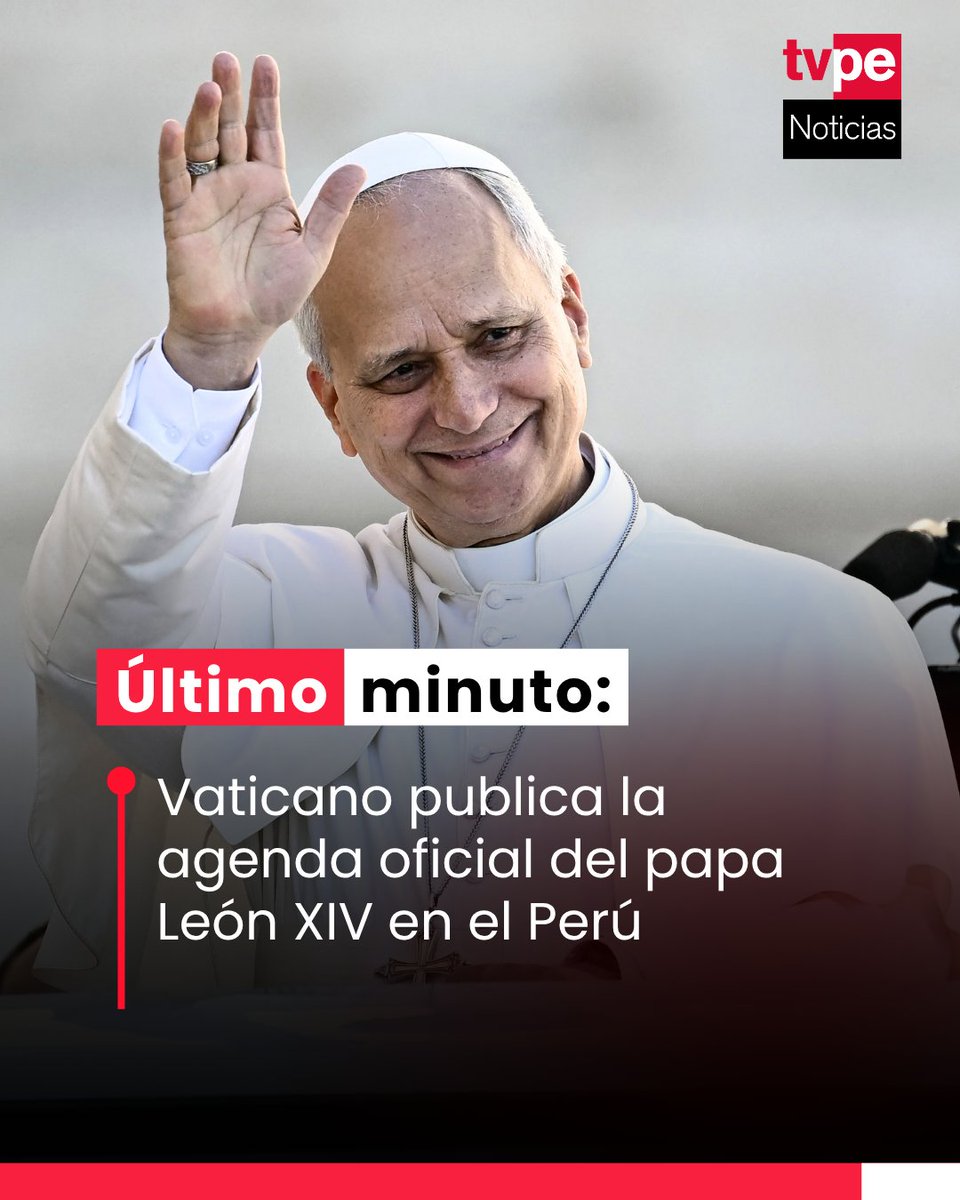noticias_tvperu's tweet photo. 🇵🇪 El Vaticano dio a conocer la agenda oficial del viaje apostólico que el papa León XIV realizará al Perú del 11 al 16 de noviembre. 

Durante su visita, el santo padre cumplirá una agenda que incluye actividades en Lima, Callao, Lambayeque, Cajamarca, Cusco y Ucayali. 🙏 https://t.co/nRG9DZKrb3
