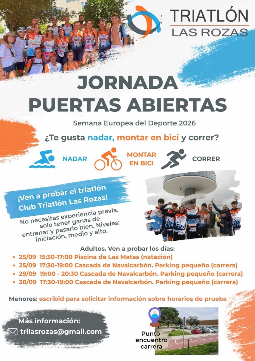 trilasrozas's tweet photo. ¡Ven a nuestra jornada de puertas abiertas por la Semana Europea del Deporte! 25, 29 y 30 de septiembre. https://t.co/snZtjclCOW