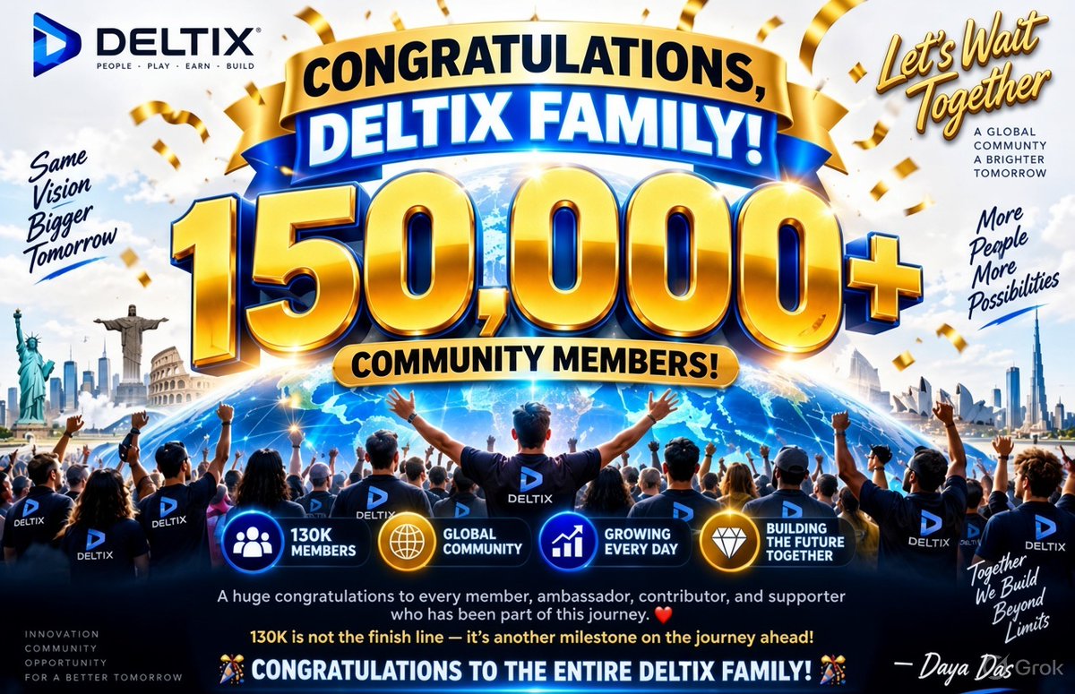 Ravendra_750's tweet photo. 🔷Let's Wait Next🔷

  DELTIX FAMILY! 🎊🎉

🚀 150,000+ COMMUNITY MEMBERS! 🌍💎

What an incredible milestone! 🔥
From the early days to 150K strong, the Deltix Family continues to grow with amazing energy and participation. ⚡

🌎 Global Community

🚀 Growing Every Day
#Deltix https://t.co/wJ5kI6lfJa