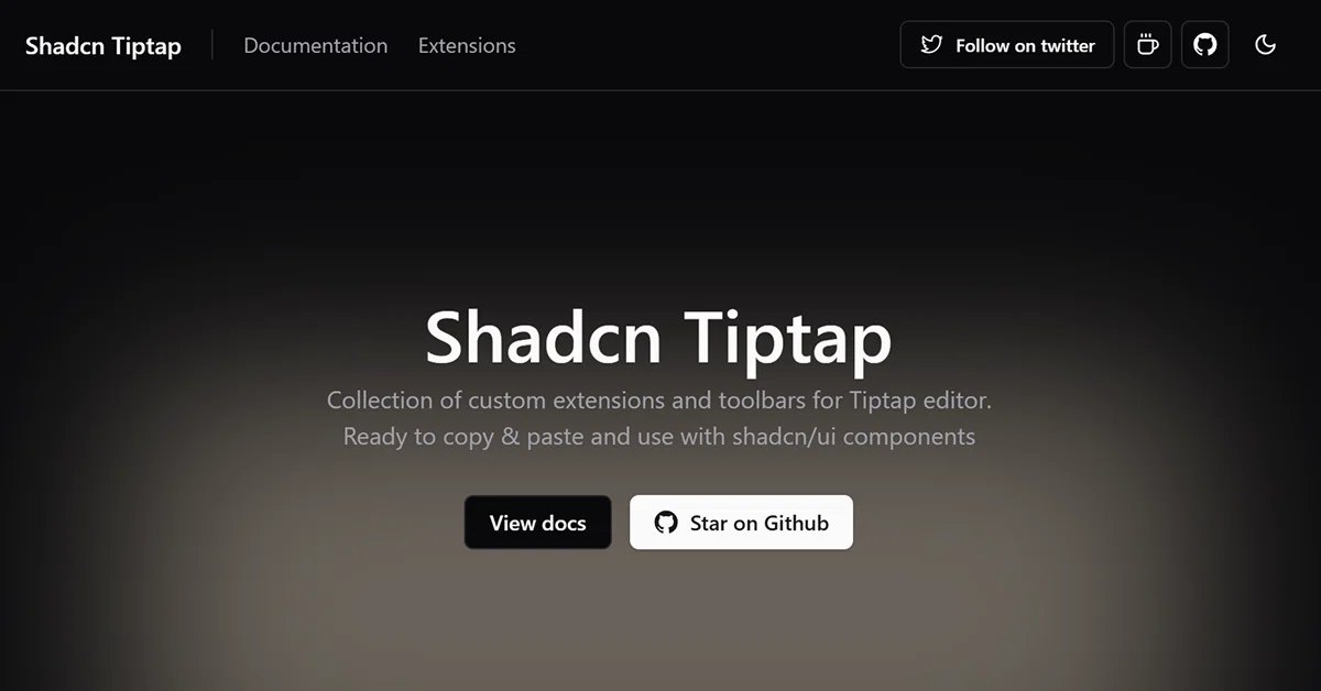 AllShadCN's tweet photo. Building a rich text editor with shadcn?

Check out Shadcn Tiptap

Custom extensions and toolbars for the Tiptap editor.
React, TypeScript, Tailwind, accessible, and shadcn CLI ready.

By @niazmorshed_
Full details on All ShadCN. Link in comments 👇 https://t.co/fpMKzzngnk